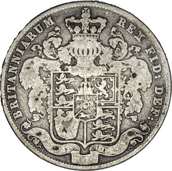 George IV, Bare Head Halfcrown Very Good_rev