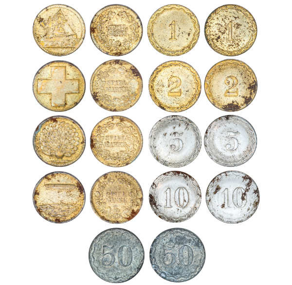 Set of 9 German Spiel Markes with rust_main