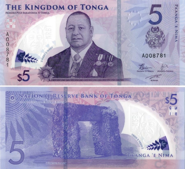 Tonga 5 Pa'anga Nd (2024) P-New Polymer Unc