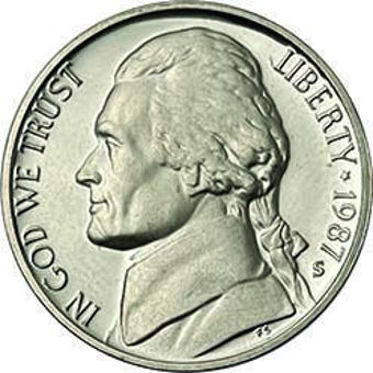 United States of America, 8 Different Jefferson Nickels in Proof_obv_1987
