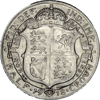 George V Halfcrown 1918 About Extremely Fine_rev