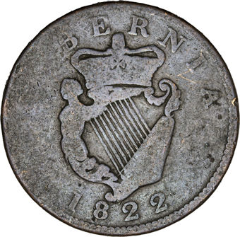 Ireland, George IV, Halfpenny, VG_rev