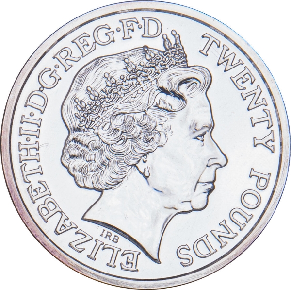 Elizabeth II, £20 Fine Silver, 2014 - World War I Outbreak_obv