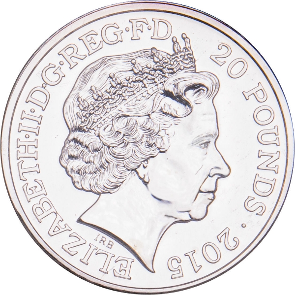 Elizabeth II, £20 Fine Silver, 2015 - Sir Winston Churchill_obv