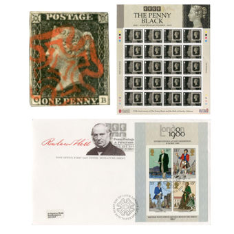 Penny Black Used 2-3 Margins + Souvenir Sheet & FDC_main