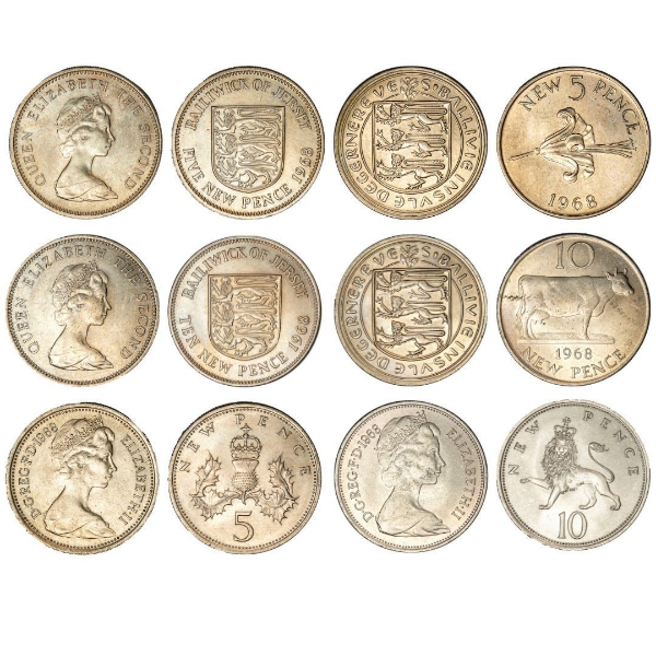 1968 5p & 10p Channel Islands & UK Set (6 coins)_main