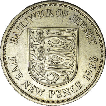 1968 5p & 10p Channel Islands & UK Set (6 coins)_jersey_5_rev