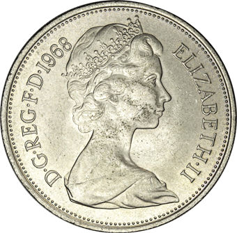 1968 5p & 10p Channel Islands & UK Set (6 coins)_UK_obv_10