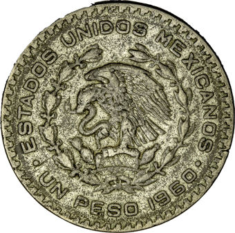 Mexico Last Silver Peso 1957-67 Very Fine_rev