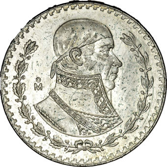 Mexico Last Silver Peso 1957-67 Uncirculated_obv