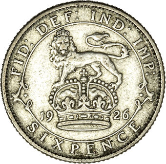 George V Sixpence 1926 Very Fine_rev