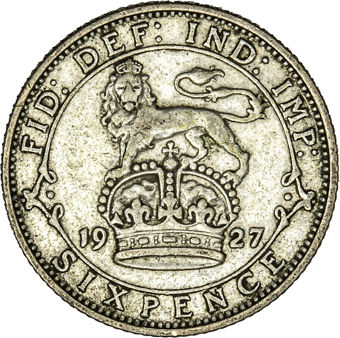 George V Sixpence 1927 Very Fine_rev
