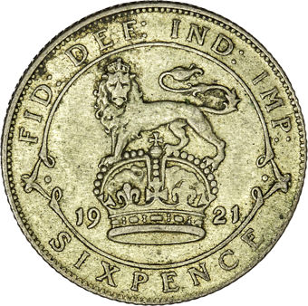 George V Sixpence 1921 Very Fine_rev