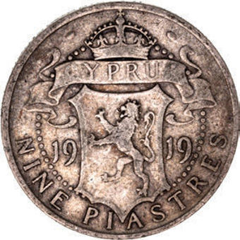 Cyprus, George V, 9 piastres  1919 Fine_rev
