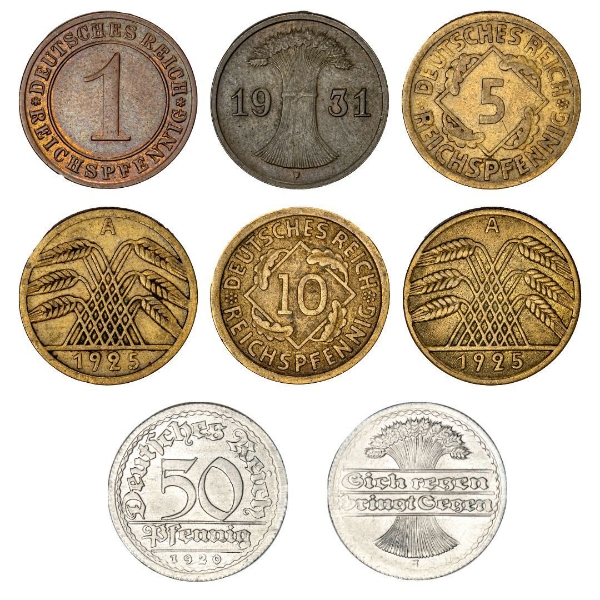 Germany Weimar Republic 4-coin set, circulated_main