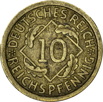 Germany Weimar Republic 4-coin set, circulated_10_obv