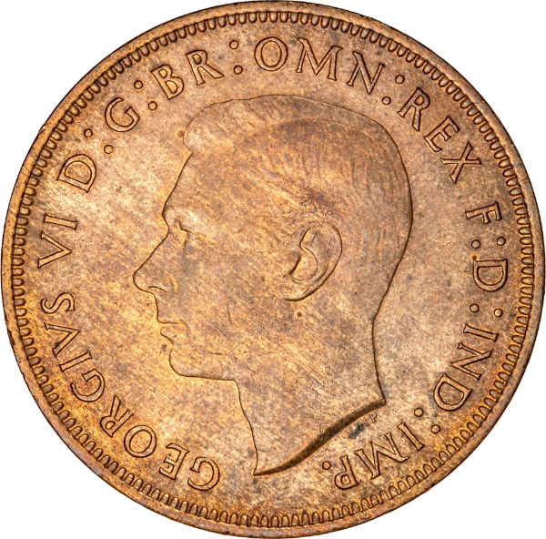 George VI, Penny 1947 Unc-BU_obv