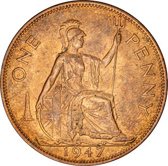 George VI, Penny 1947 Unc-BU_rev