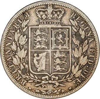 Victoria Young Head Half Crown Nearly Fine_rev