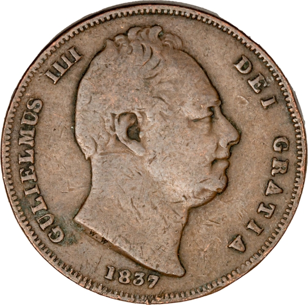 William IV Farthing 1837 Fine_obv