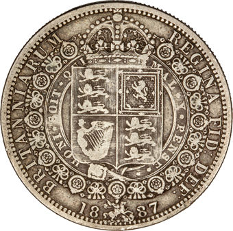 Victoria, Jubilee Head Halfcrown, 1887 Fine_rev