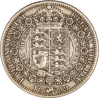 Victoria, Jubilee Head Halfcrown, 1889 Fine_rev