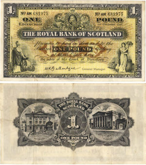 Royal Bank Scotland £1 1956-60 P324 Ballantyne VF-GVF_main