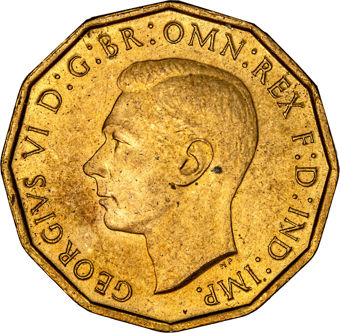 George VI, Brass Threepence, 1942, Choice Uncirculated_obv