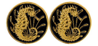 Singapore 1 cent Sea Horse Cufflinks