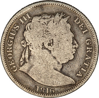 George III Bull Head Halfcrown VG_obv