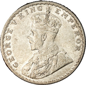 India, George V, Silver Rupee 1912-1920 Uncirculated_obv