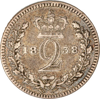 Victoria, Maundy Twopence, 1838, Very Fine_rev