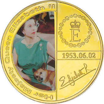 Queen Elizabeth II Medallion, Queen in Green_obv