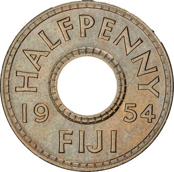 Fiji 1952 & 1954 Halfpennies Gem Unc_1954_rev
