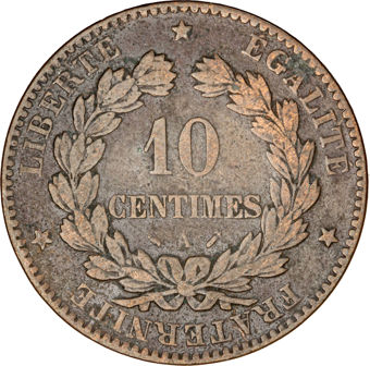 France 3rd Republic 5 and 10 centime pair Fine_10C_rev