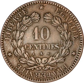 France 3rd Republic 5 and 10 centime pair Very Fine_10c_rev