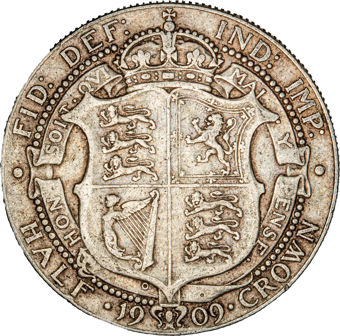 Edward VII, Halfcrown, 1909, Good Fine_rev