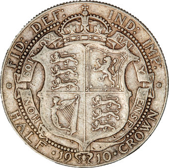Edward VII, Halfcrown, 1910, Good Fine_rev