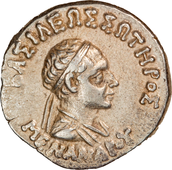 Menander I Silver Drachm, Extremely Fine_obv