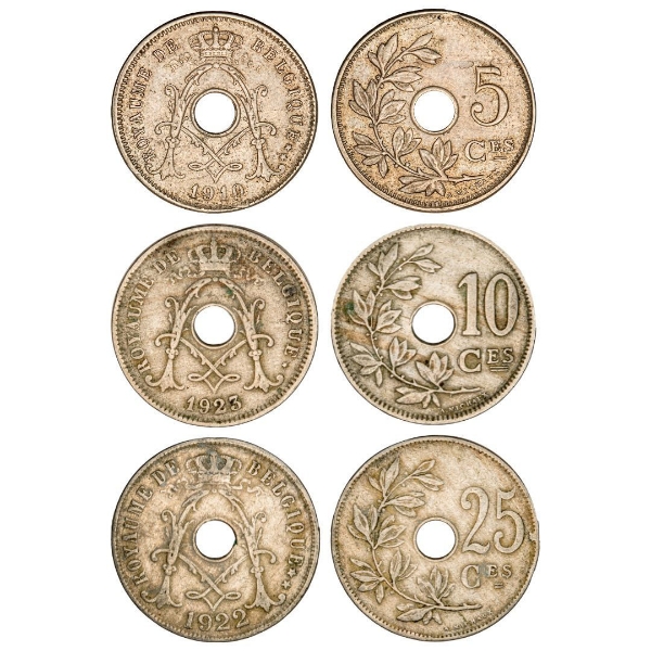 Belgium, King Albert, Set of 3 Coins, Very Fine_main