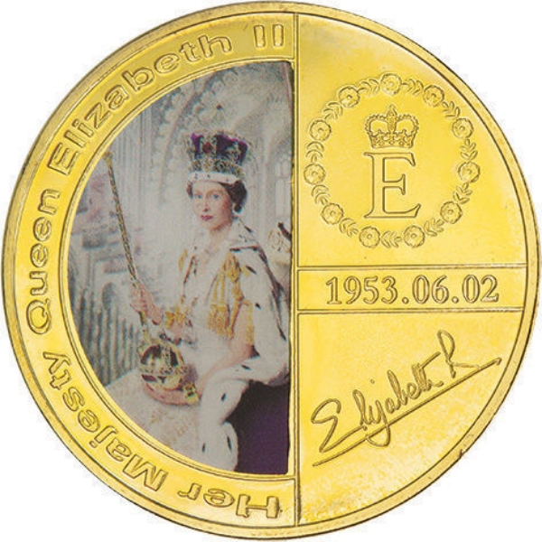 Elizabeth II Seated at Coronation_obv