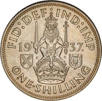 George VI, Scottish Shilling 1937 Uncirculated_rev