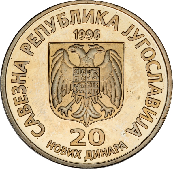 YUGOSLAVIA 20 DINARA TESLA ANNIV. PRF_obv