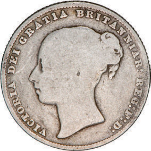 Victoria, Shilling YH, 1866, VG_obv