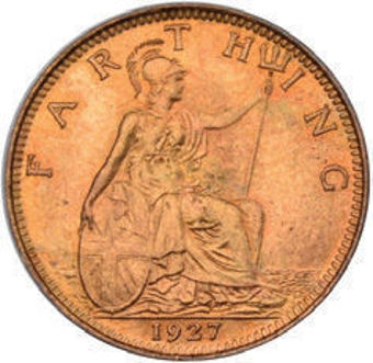 George V, Farthing, 1927, Uncirculated_rev
