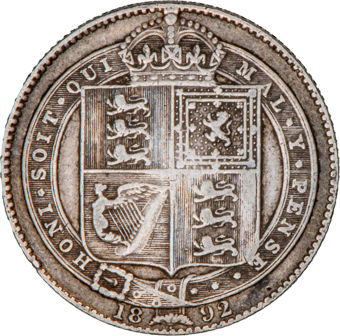 Victoria, Shilling, 1892 Large Head, Fine_rev