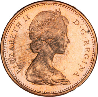Canada 1964 1c & 5c Prooflike Pair_1c_obv