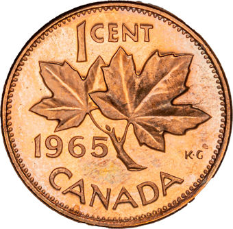 Canada 1964 1c & 5c Prooflike Pair_1c_rev