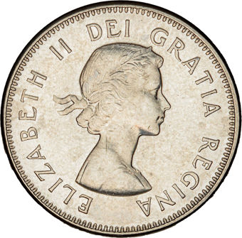 Canada 1964 1c & 5c Prooflike Pair_5c_obv