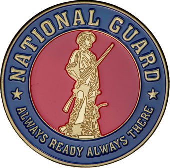 National Guard, red, black and gold with the famous Minute Man_obv